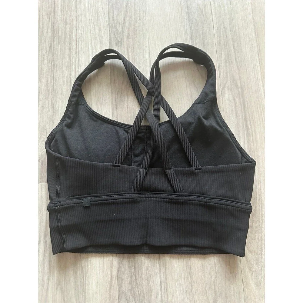 Lululemon Black Long Line Ribbed Energy‎ Bra size 4